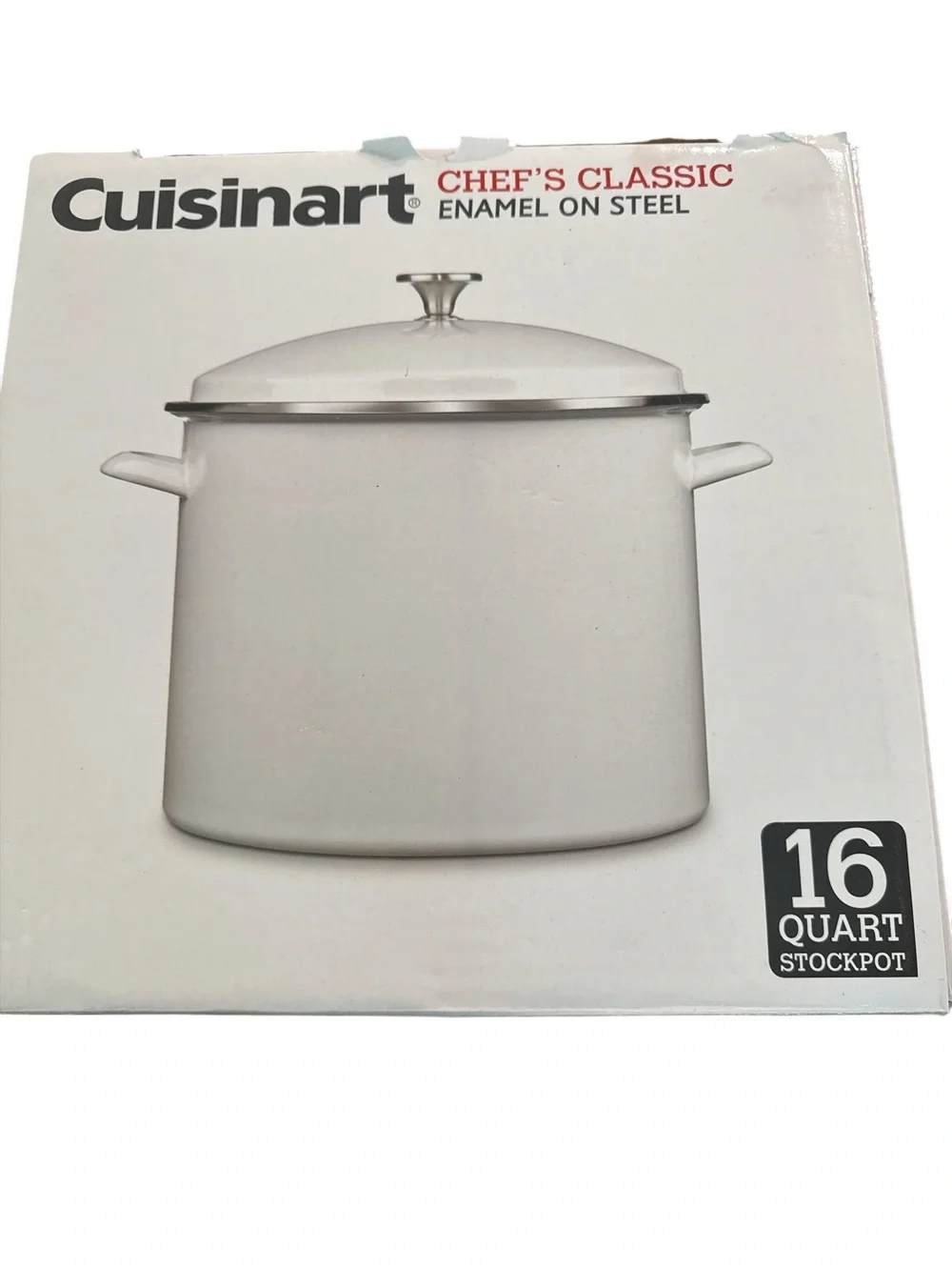 Cuisinart White Enamel-on-Steel Stockpot with Lid